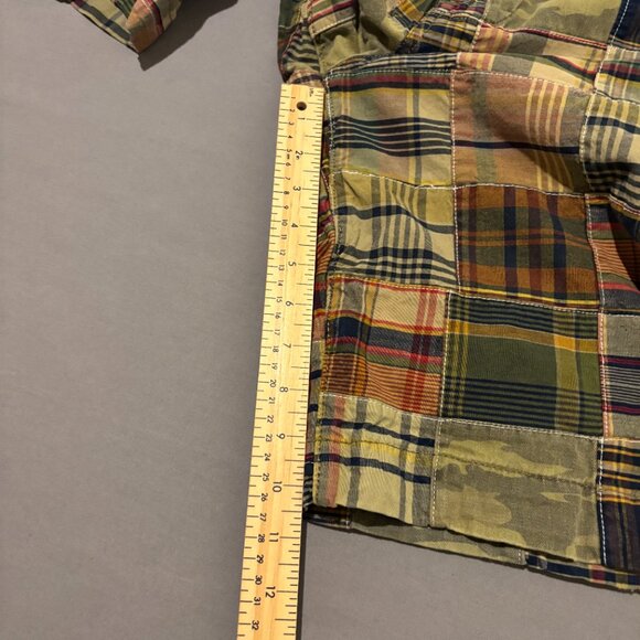 American Eagle Shorts 34 36x10 Beige Patchwork Longer Length Y2K High Rise - Picture 4 of 7